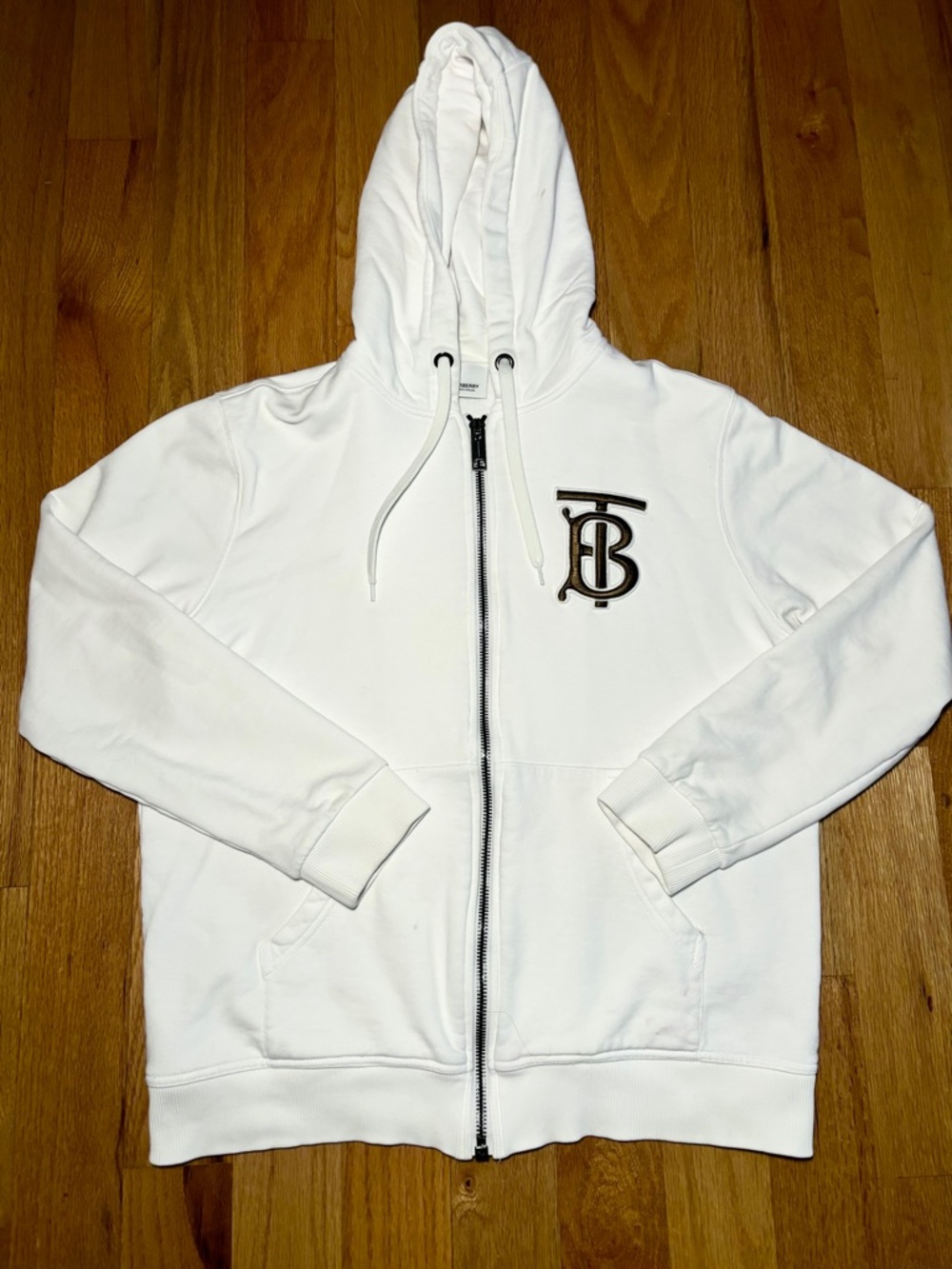 Burberry TB Logo Embossed White Zip Up Hoodie 🔥🔥